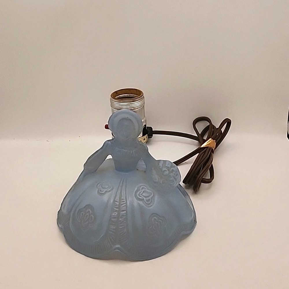 Vintage Blue Glass Bedside Table Lamp Southern Belle